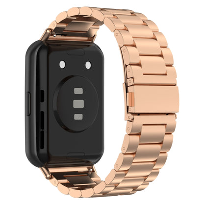 For Huawei Watch Fit 2 Three-bead Metal Stainless Steel Watch Band(Rose Gold) - Watch Bands by buy2fix | Online Shopping UK | buy2fix