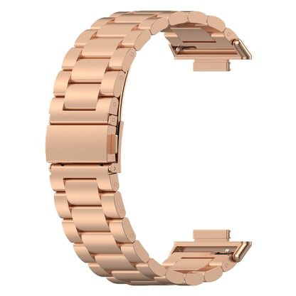For Huawei Watch Fit 2 Three-bead Metal Stainless Steel Watch Band(Rose Gold) - Watch Bands by buy2fix | Online Shopping UK | buy2fix