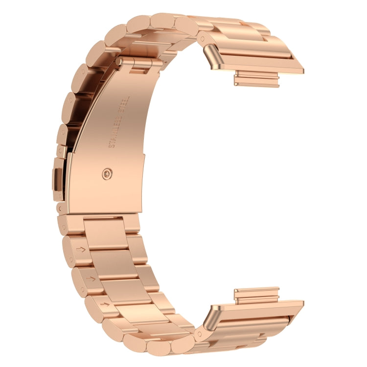 For Huawei Watch Fit 2 Three-bead Metal Stainless Steel Watch Band(Rose Gold) - Watch Bands by buy2fix | Online Shopping UK | buy2fix
