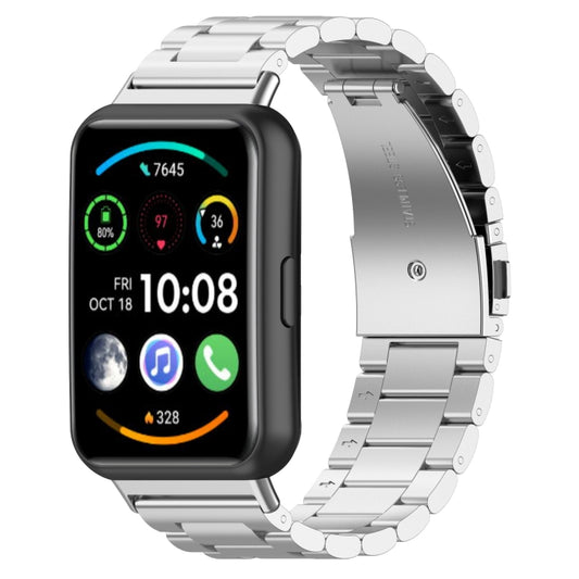 For Huawei Watch Fit 2 Three-bead Metal Stainless Steel Watch Band(Silver) - Watch Bands by buy2fix | Online Shopping UK | buy2fix