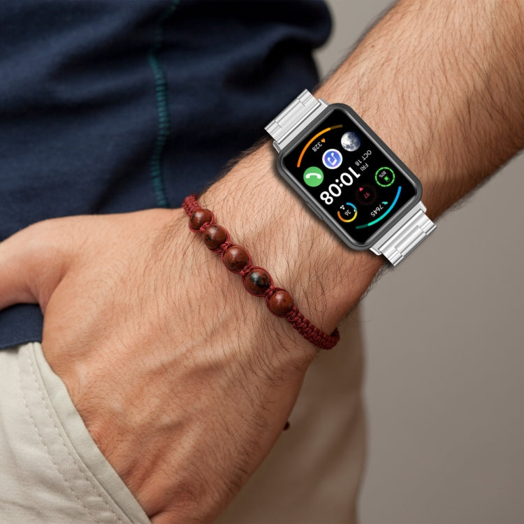 For Huawei Watch Fit 2 Three-bead Metal Stainless Steel Watch Band(Black) by buy2fix