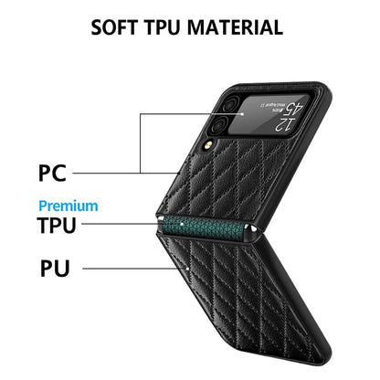 For Samsung Galaxy Z Flip4 Diamond Lattice Hinge Phone Case(Black) - Galaxy Z Flip4 5G Cases by buy2fix | Online Shopping UK | buy2fix