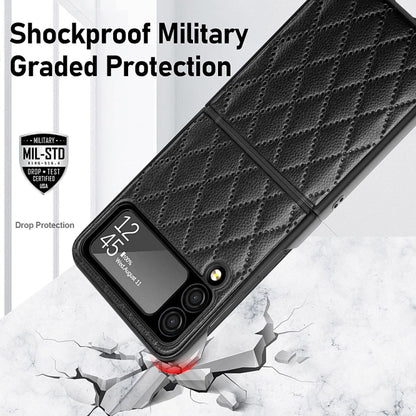 For Samsung Galaxy Z Flip4 Diamond Lattice Hinge Phone Case(Black) - Galaxy Z Flip4 5G Cases by buy2fix | Online Shopping UK | buy2fix