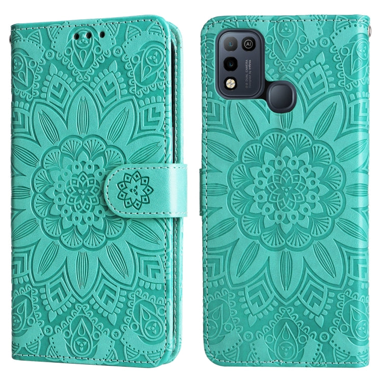For Infinix Smart 5 Embossed Sunflower Leather Phone Case(Green) - Infinix Cases by buy2fix | Online Shopping UK | buy2fix