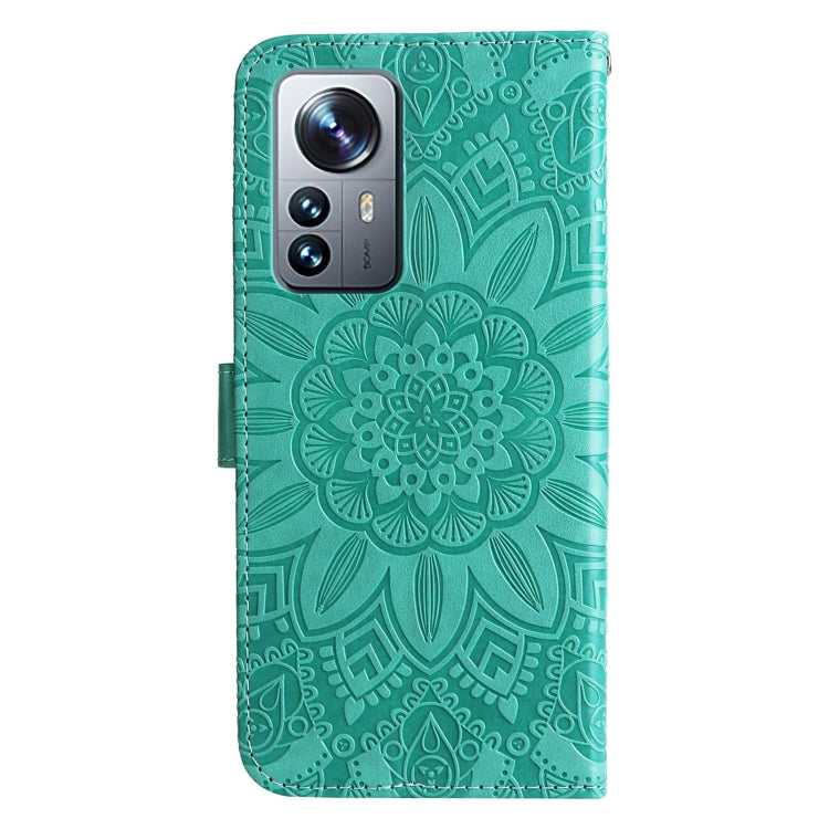 For Xiaomi 12 Pro Embossed Sunflower Leather Phone Case(Green) by buy2fix