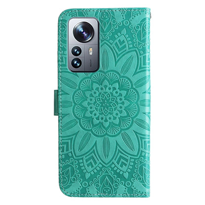 For Xiaomi 12 Pro Embossed Sunflower Leather Phone Case(Green) by buy2fix