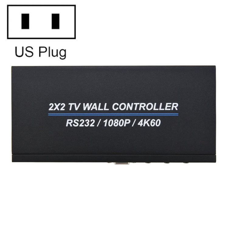 BT100 4K 60Hz 1080P 2 x 2 TV Wall Controller, Plug Type:US Plug(Black) by buy2fix