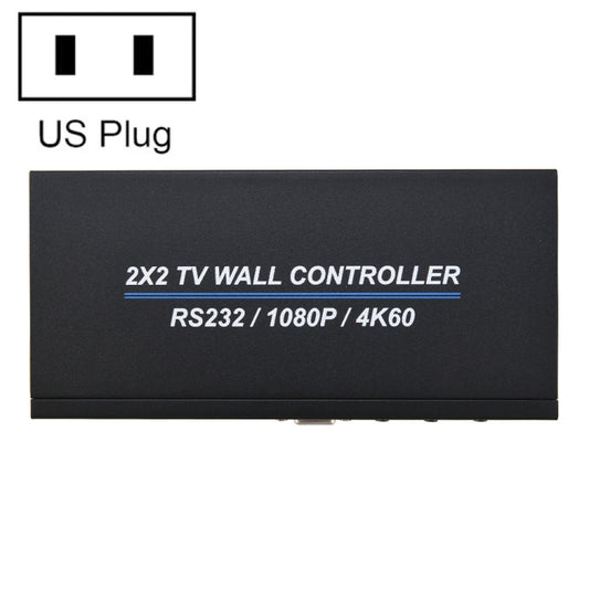 BT100 4K 60Hz 1080P 2 x 2 TV Wall Controller, Plug Type:US Plug(Black) by buy2fix