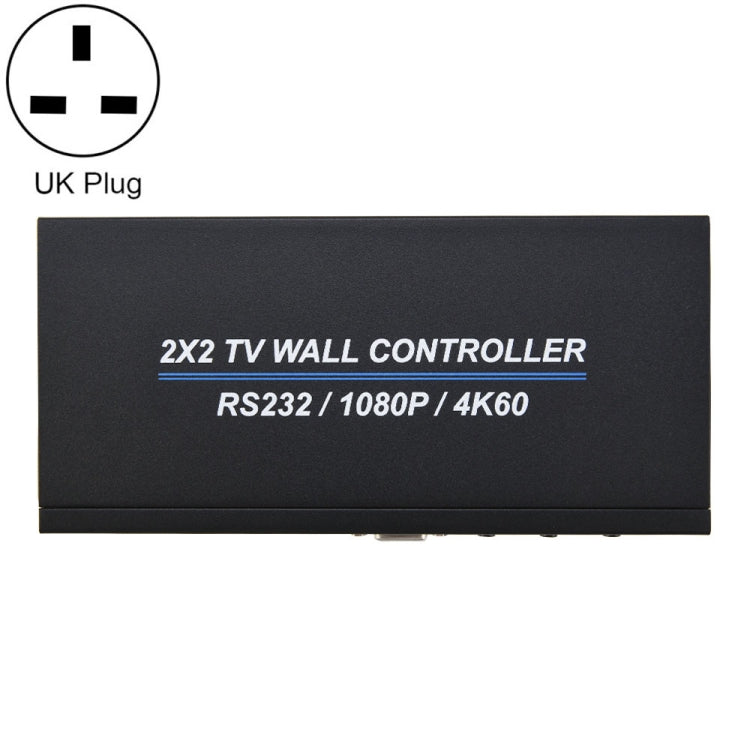 BT100 4K 60Hz 1080P 2 x 2 TV Wall Controller, Plug Type:UK Plug(Black) by buy2fix