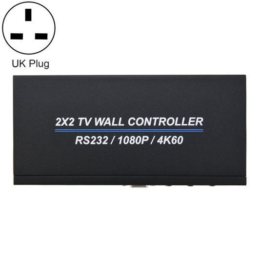 BT100 4K 60Hz 1080P 2 x 2 TV Wall Controller, Plug Type:UK Plug(Black) by buy2fix
