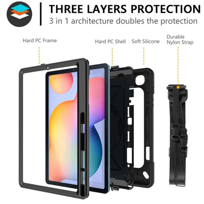 For Samsung Galaxy Tab S6 Lite P610 Contrast Color Robot Silicone + PC Tablet Case(Black) - Tab S6 Lite P610 / P615 by buy2fix | Online Shopping UK | buy2fix