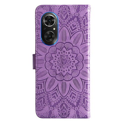 For Honor 50 SE / Huawei nova 9 SE Embossed Sunflower Leather Phone Case(Purple) by buy2fix