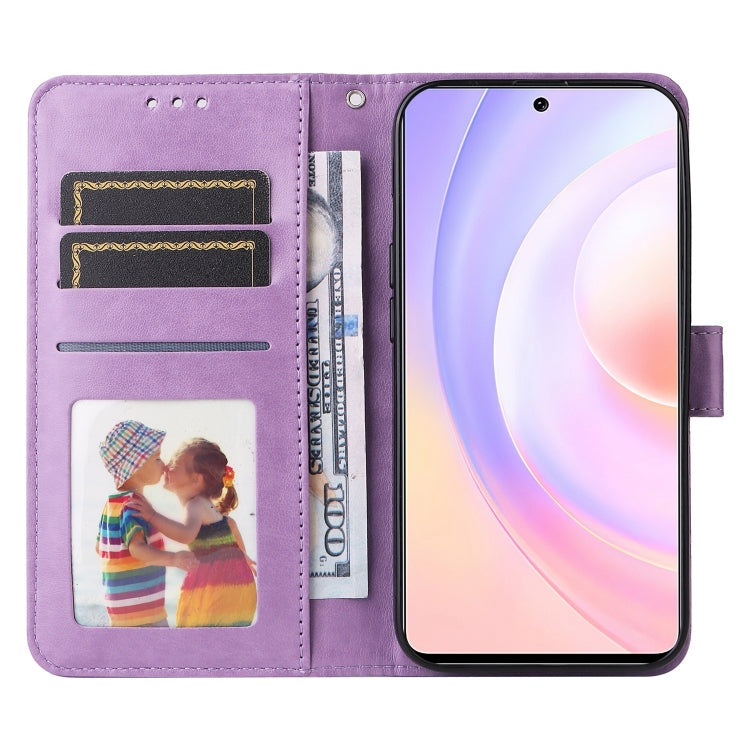 For Honor 50 SE / Huawei nova 9 SE Embossed Sunflower Leather Phone Case(Purple) by buy2fix