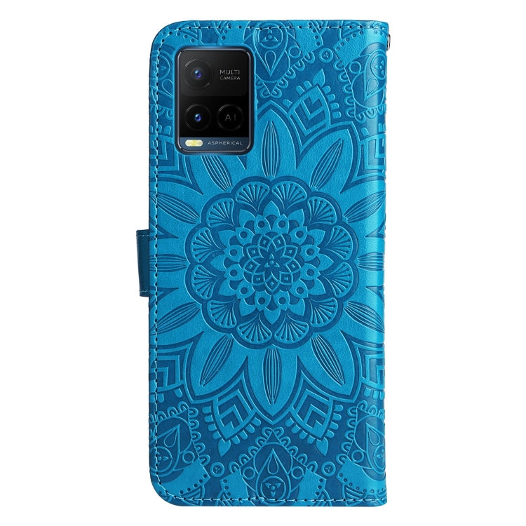 For vivo Y21 2021 / Y21s / Y33s  Embossed Sunflower Leather Phone Case(Blue) - vivo Cases by buy2fix | Online Shopping UK | buy2fix
