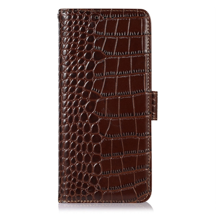 For Samsung Galaxy M13 4G Global Crocodile Top Layer Cowhide Leather Phone Case(Brown) by buy2fix