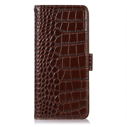 For Samsung Galaxy M13 4G Global Crocodile Top Layer Cowhide Leather Phone Case(Brown) by buy2fix