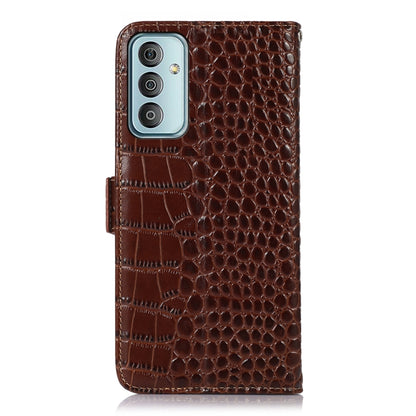 For Samsung Galaxy M13 4G Global Crocodile Top Layer Cowhide Leather Phone Case(Brown) by buy2fix