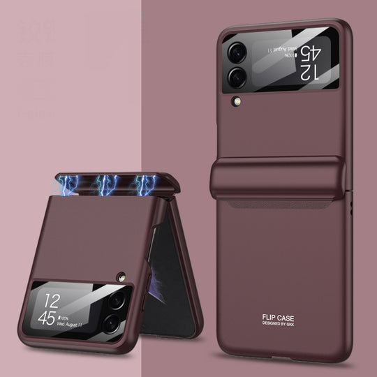 For Samsung Galaxy Z Flip4 GKK Magnetic Fold All-inclusive Protective Phone Case(Brown)