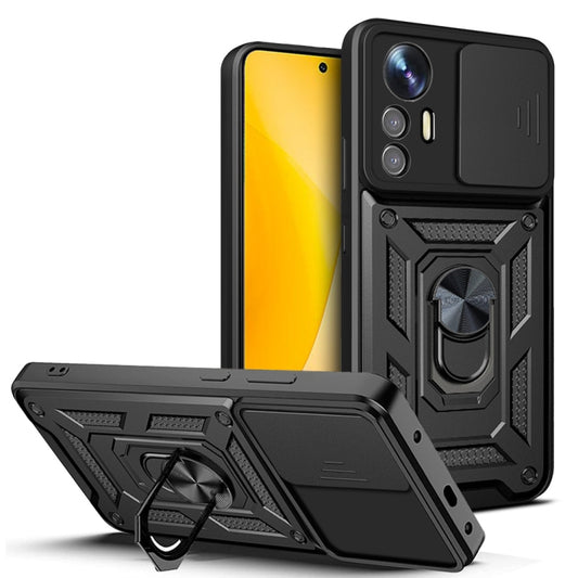 For Xiaomi 12 Lite Sliding Camera Design TPU + PC Phone Case(Black) - Xiaomi Cases by buy2fix | Online Shopping UK | buy2fix