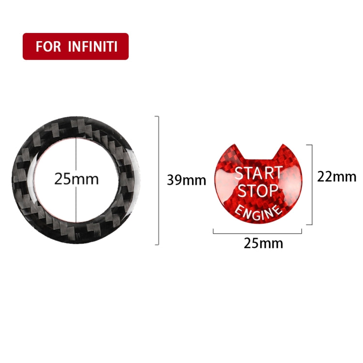 Car Carbon Fiber One-button Start Decorative Sticker for Infiniti Q50 2014-2020 / Q60 / QX60(Black + Red) - Car Interior Mouldings by buy2fix | Online Shopping UK | buy2fix