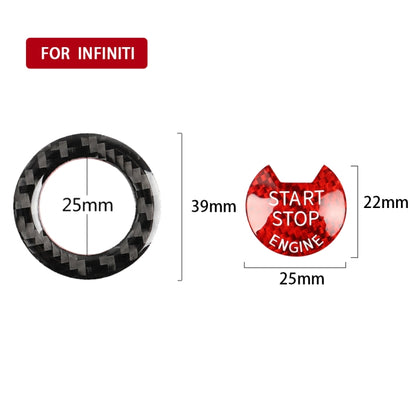 Car Carbon Fiber One-button Start Decorative Sticker for Infiniti Q50 2014-2020 / Q60 / QX60(Black + Red) - Car Interior Mouldings by buy2fix | Online Shopping UK | buy2fix