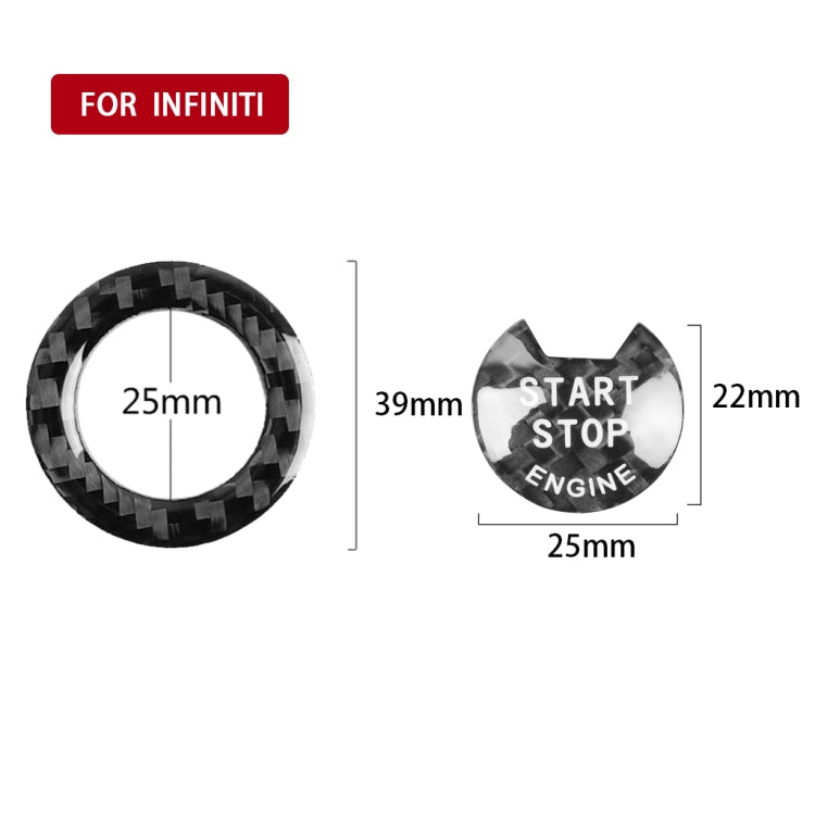 Car Carbon Fiber One-button Start Decorative Sticker for Infiniti Q50 2014-2020 / Q60 / QX60(Black) - Car Interior Mouldings by buy2fix | Online Shopping UK | buy2fix