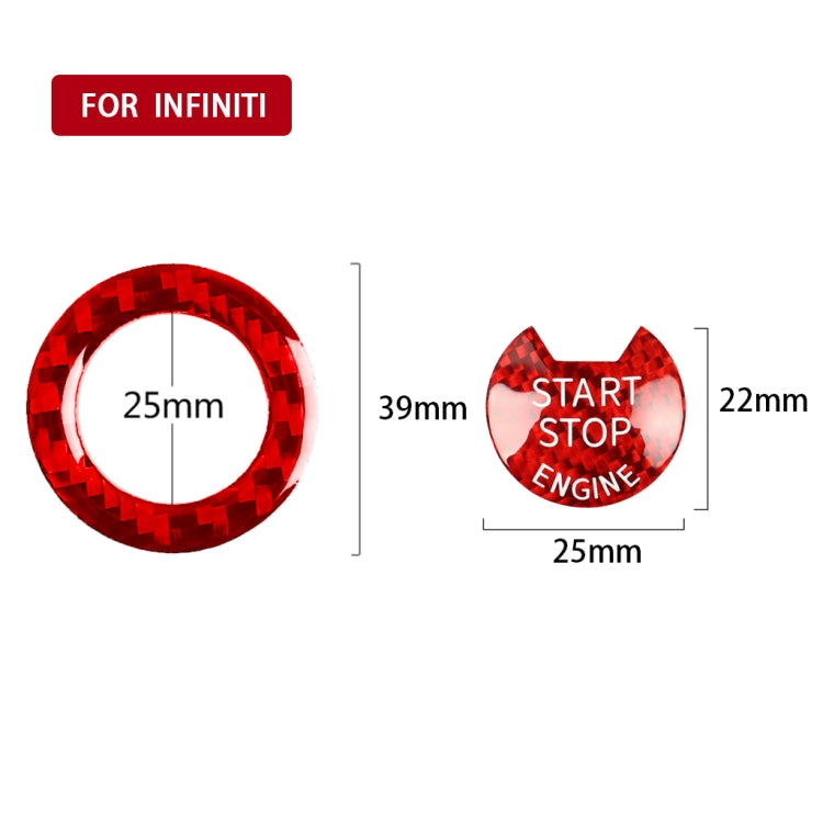 Car Carbon Fiber One-button Start Decorative Sticker for Infiniti Q50 2014-2020 / Q60 / QX60(Red) - Car Interior Mouldings by buy2fix | Online Shopping UK | buy2fix