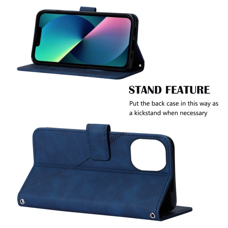 For iPhone 14 Crossbody 3D Embossed Flip Leather Phone Case (Blue) by buy2fix