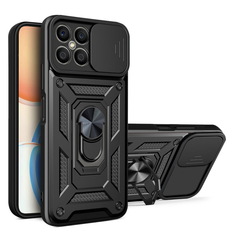 For Honor X8 Sliding Camera Design TPU + PC Phone Case(Black) - Honor Cases by buy2fix | Online Shopping UK | buy2fix