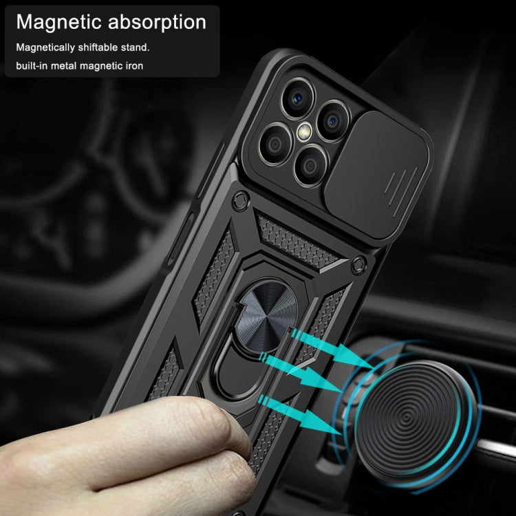 For Honor X8 Sliding Camera Design TPU + PC Phone Case(Black) - Honor Cases by buy2fix | Online Shopping UK | buy2fix