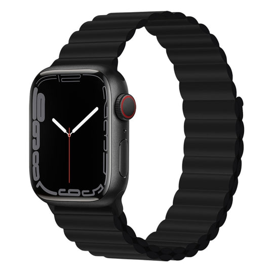 Silicone Magnet Watch Band For Apple Watch Ultra 49mm&Watch Ultra 2 49mm / Series 9&8&7 45mm / SE 3&SE 2&6&SE&5&4 44mm / 3&2&1 42mm(Black) - Watch Bands by buy2fix | Online Shopping UK | buy2fix