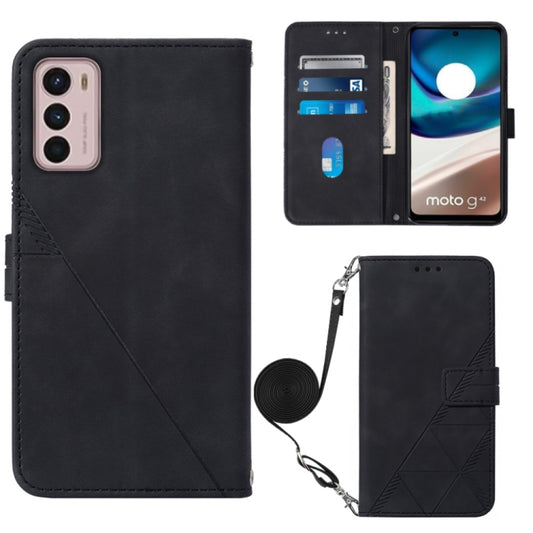 For Motorola Moto G42 Crossbody 3D Embossed Flip Leather Phone Case(Black) - Motorola Cases by buy2fix | Online Shopping UK | buy2fix