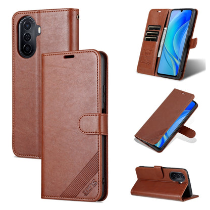For Huawei Enjoy 50/Nova Y70/Nova Y70 Plus AZNS Sheepskin Texture Flip Leather Phone Case(Brown) - Huawei Cases by AZNS | Online Shopping UK | buy2fix