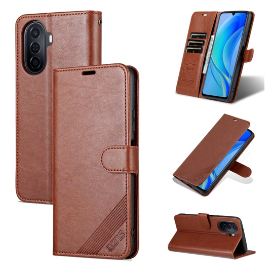 For Huawei Enjoy 50/Nova Y70/Nova Y70 Plus AZNS Sheepskin Texture Flip Leather Phone Case(Brown) - Huawei Cases by AZNS | Online Shopping UK | buy2fix