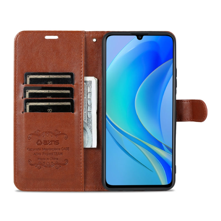 For Huawei Enjoy 50/Nova Y70/Nova Y70 Plus AZNS Sheepskin Texture Flip Leather Phone Case(Brown) - Huawei Cases by AZNS | Online Shopping UK | buy2fix