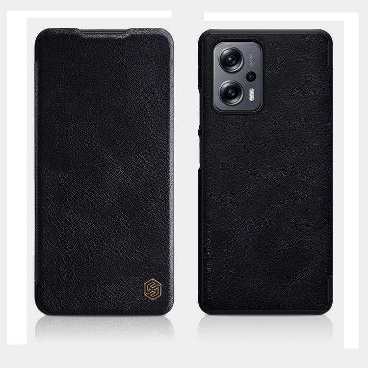 For Xiaomi Redmi Note 11T Pro/11T Pro+ 5G/Poco X4 GT 5G NILLKIN QIN Series Crazy Horse Texture Leather Phone Case(Black) - Xiaomi Cases by NILLKIN | Online Shopping UK | buy2fix