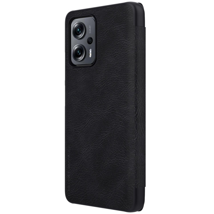 For Xiaomi Redmi Note 11T Pro/11T Pro+ 5G/Poco X4 GT 5G NILLKIN QIN Series Crazy Horse Texture Leather Phone Case(Black) - Xiaomi Cases by NILLKIN | Online Shopping UK | buy2fix