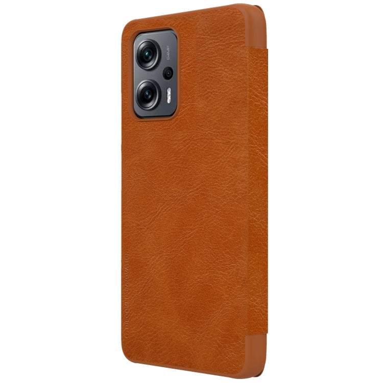 For Xiaomi Redmi Note 11T Pro/11T Pro+ 5G/Poco X4 GT 5G NILLKIN QIN Series Crazy Horse Texture Leather Phone Case(Brown) - Xiaomi Cases by NILLKIN | Online Shopping UK | buy2fix