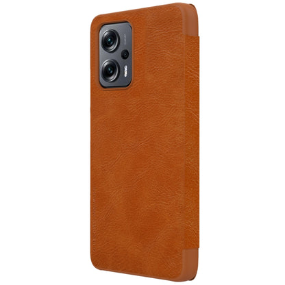 For Xiaomi Redmi Note 11T Pro/11T Pro+ 5G/Poco X4 GT 5G NILLKIN QIN Series Crazy Horse Texture Leather Phone Case(Brown) - Xiaomi Cases by NILLKIN | Online Shopping UK | buy2fix