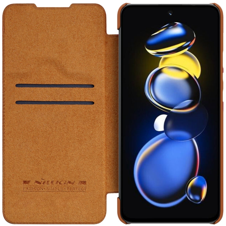 For Xiaomi Redmi Note 11T Pro/11T Pro+ 5G/Poco X4 GT 5G NILLKIN QIN Series Crazy Horse Texture Leather Phone Case(Brown) - Xiaomi Cases by NILLKIN | Online Shopping UK | buy2fix