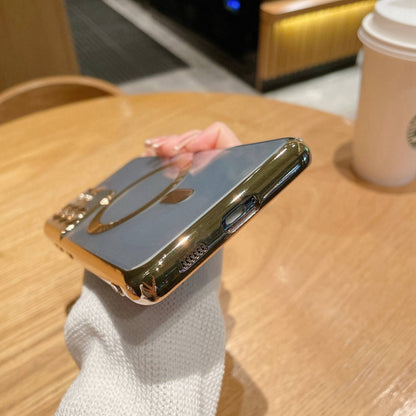 For Samsung Galaxy S22 5G Electroplated Frame MagSafe Magnetic Phone Case(Gold) - Galaxy S22 5G Cases by buy2fix | Online Shopping UK | buy2fix
