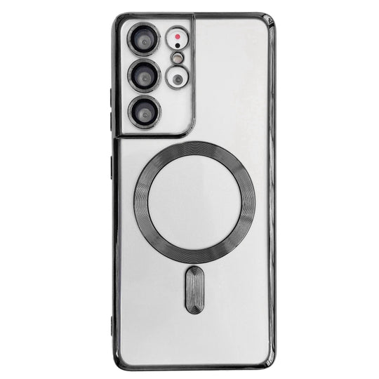 For Samsung Galaxy S21+ 5G Electroplated Frame MagSafe Magnetic Phone Case(Black)