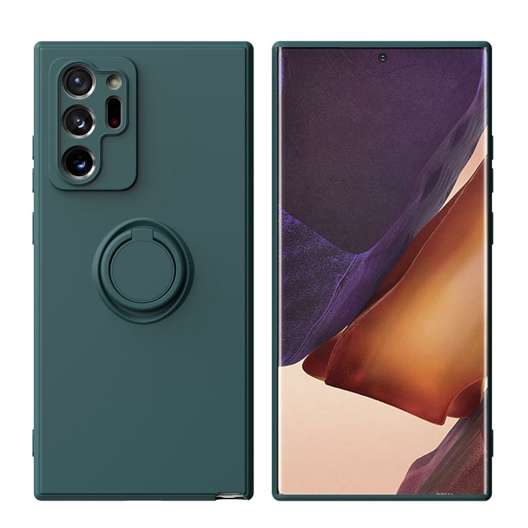 For Samsung Galaxy Note20 Ultra Ring Kickstand Silicone Phone Case(Army Green) by buy2fix