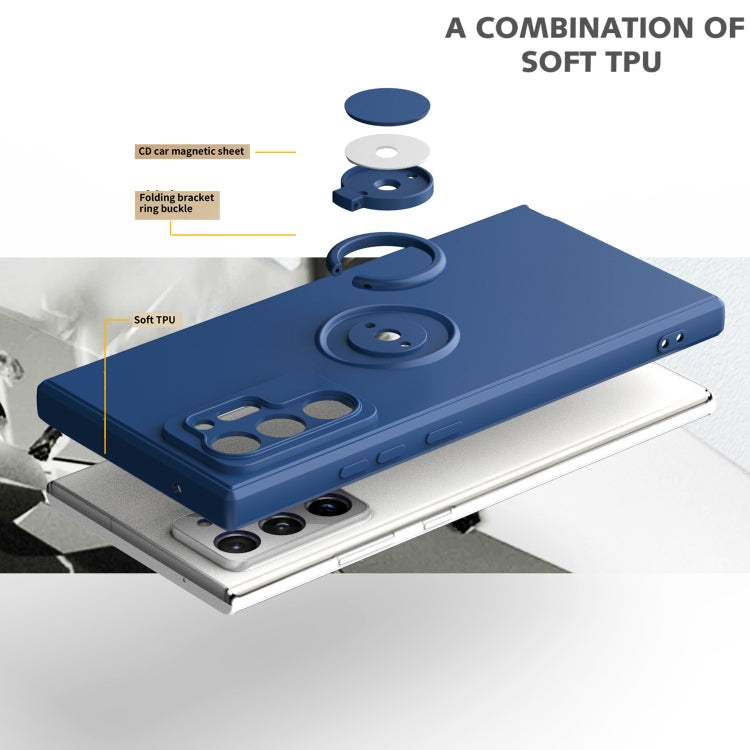 For Samsung Galaxy Note20 Ultra Ring Kickstand Silicone Phone Case(Army Green) by buy2fix