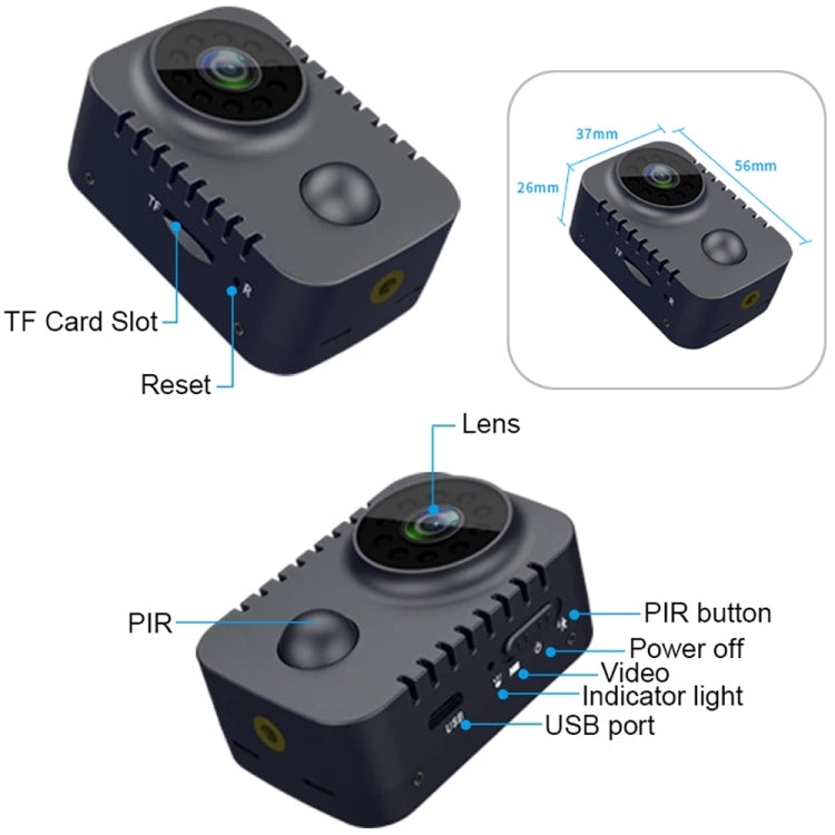 HD 1080P Infrared Night Vision Surveillance Monitor Camera(Black) - Mini Camera by buy2fix | Online Shopping UK | buy2fix