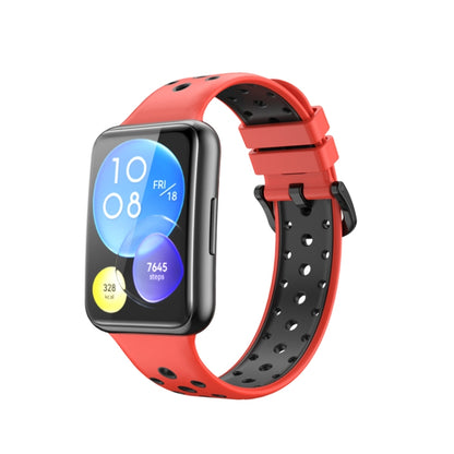 For Huawei Watch Fit 2 Two-color Silicone Watch Band(Red+Black) by buy2fix