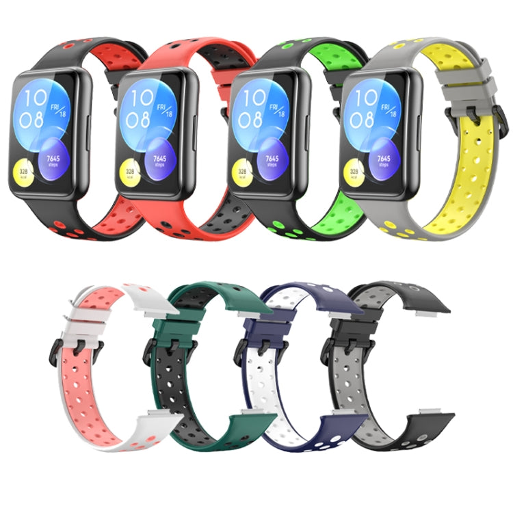 For Huawei Watch Fit 2 Two-color Silicone Watch Band(Original Blue+White) by buy2fix