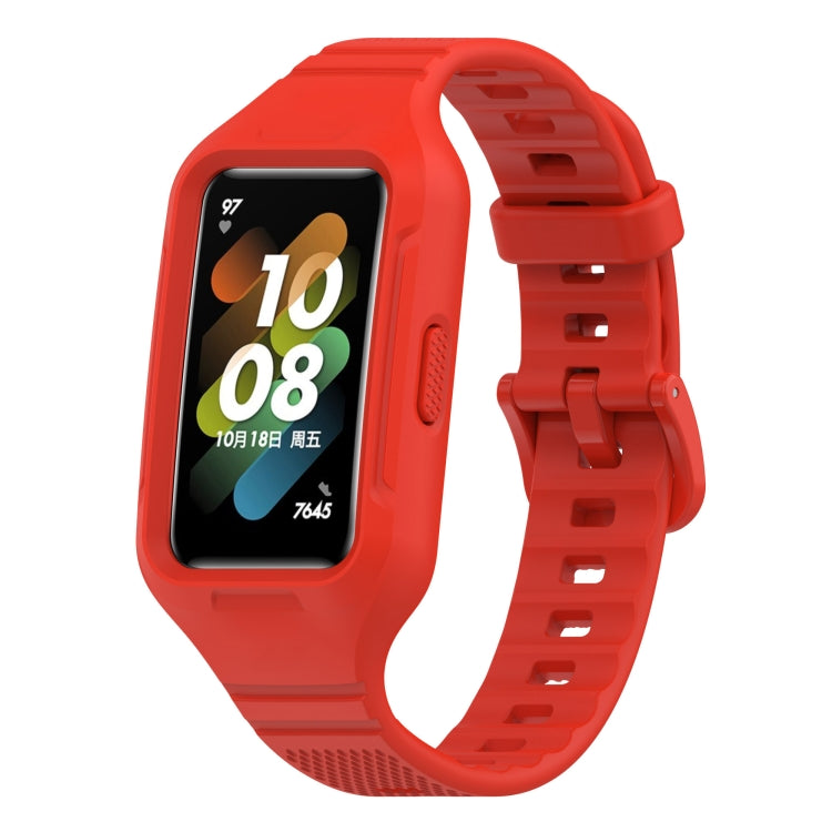 For Huawei Band 10 / 9 / 8 / 7 / 6 Universal Integrated Silicone Watch Band(Red) by buy2fix