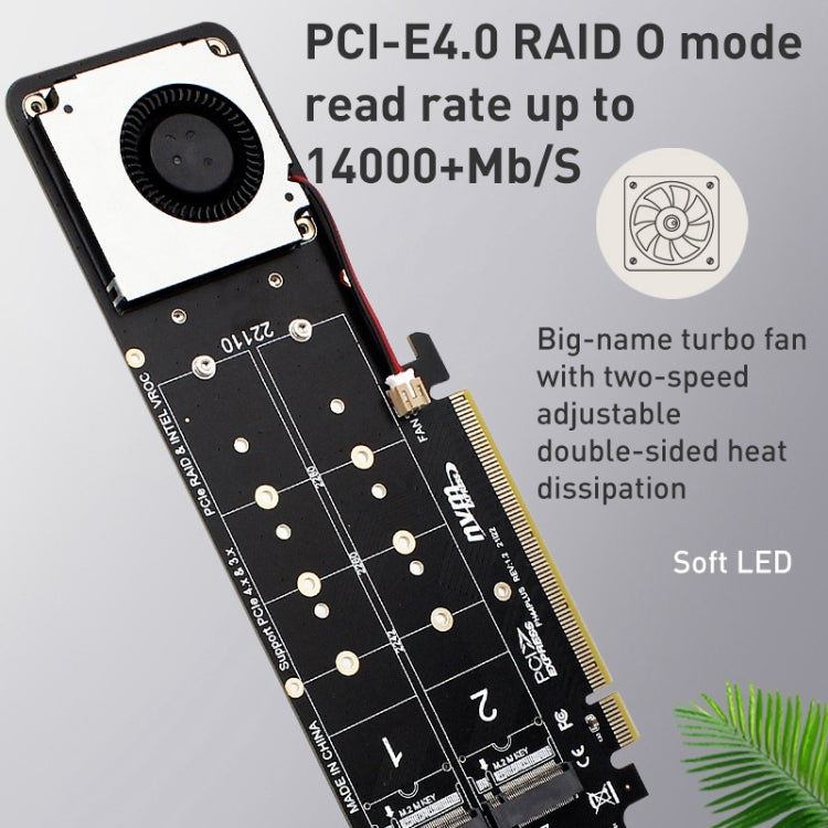 PCIe X16 to M.2 M-key NVMEx4 SSD RAID Converter Card by buy2fix