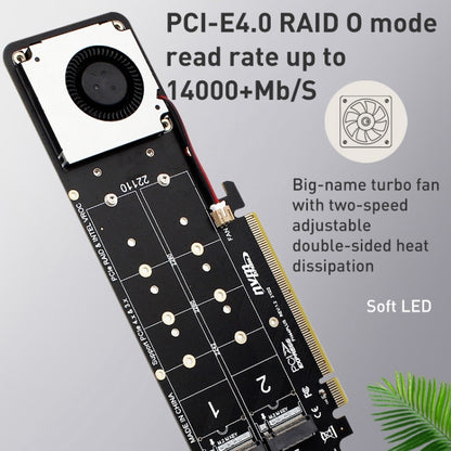 PCIe X16 to M.2 M-key NVMEx4 SSD RAID Converter Card by buy2fix